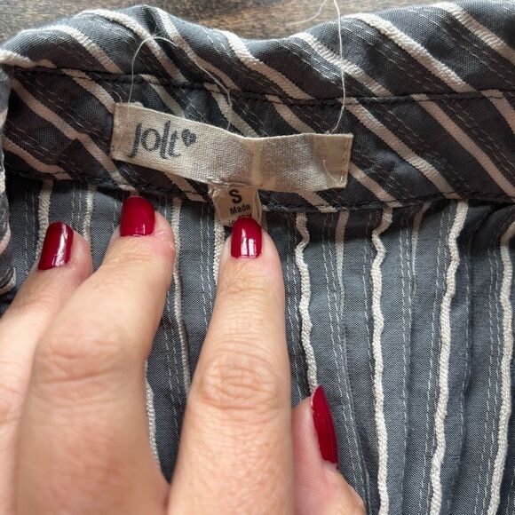 Jolt Fit & Flare Gray & White Striped Dress,‎ Size Small - Picture 3 of 3